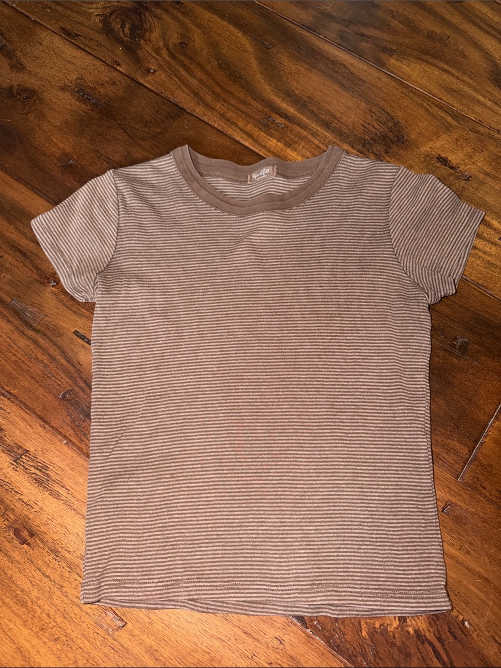 Striped Tan & Cream Short Sleeve Brandy Tee